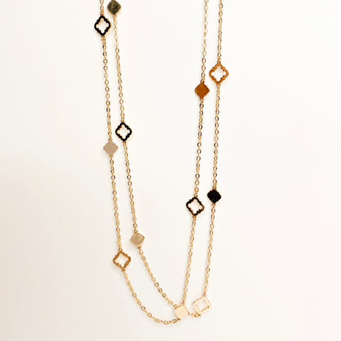 Long Moroccan Shaped Gold Necklace