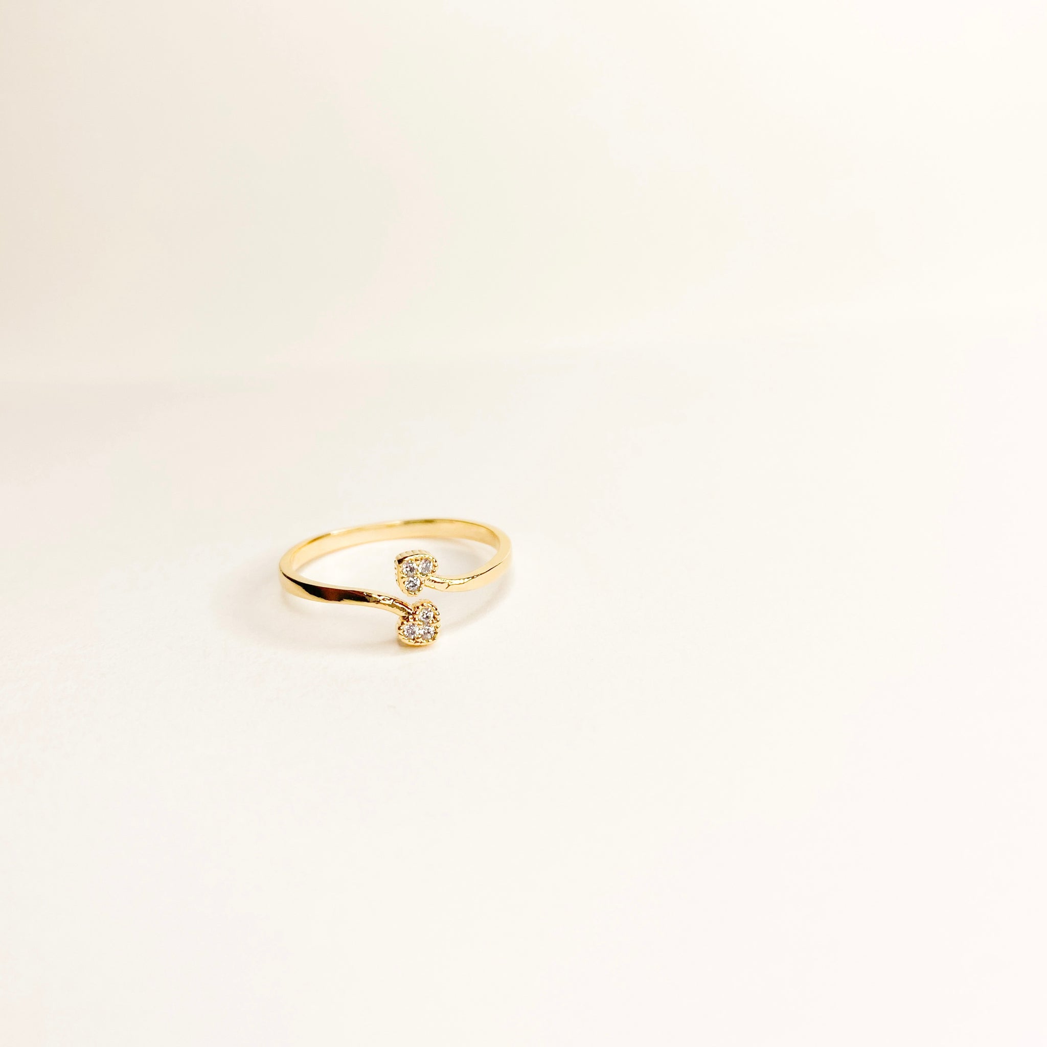 Studded Gold Heart Open Band Ring