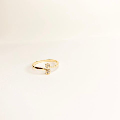 Studded Gold Heart Open Band Ring