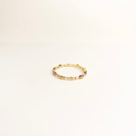 Dainty Gold Gem Pattern Eternity Ring