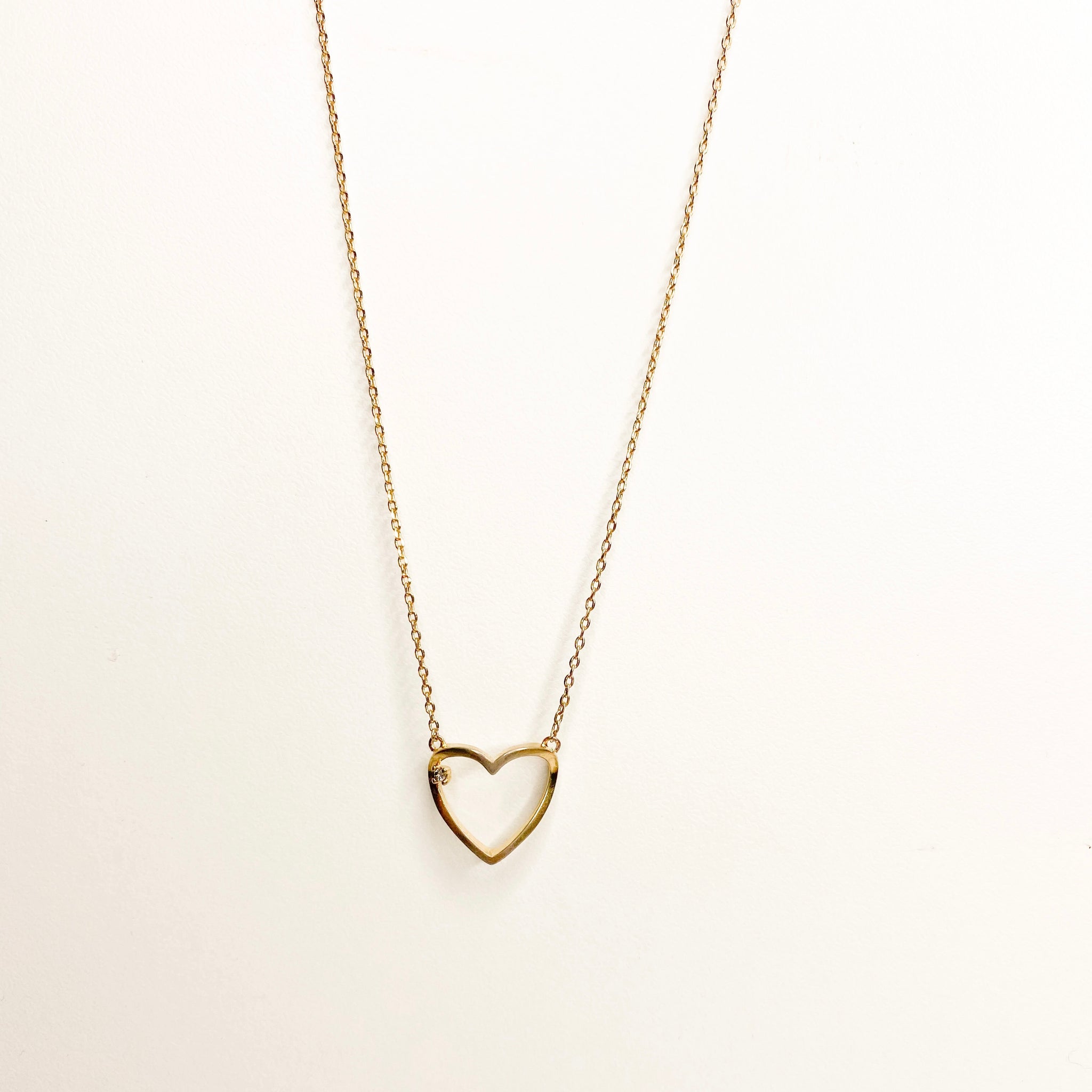 Gold Open Heart Pendant Necklace