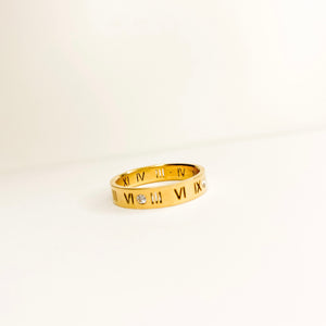 Roman Numerals Gold Ring