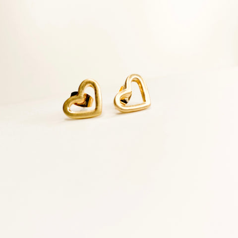 Gold Open Heart Mini Studs