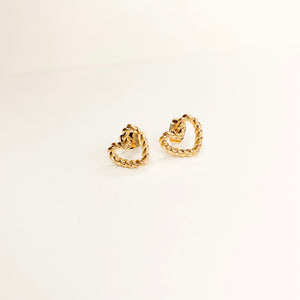 Gold Open Heart Roped Mini Studs