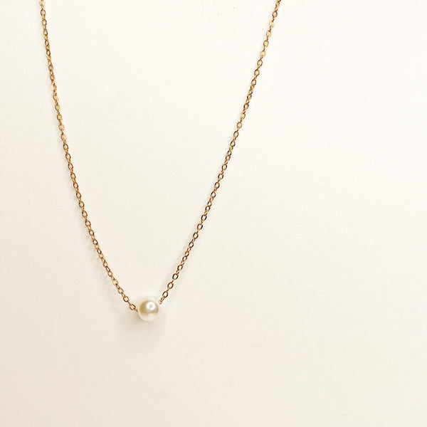 Dainty Single Pearl Gold Necklace