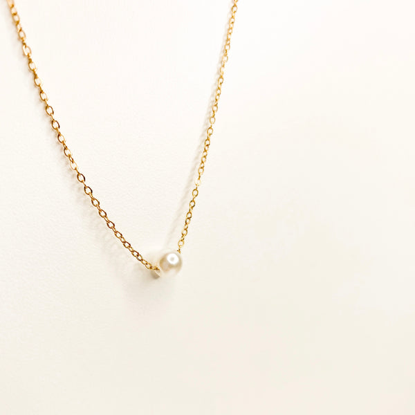 Dainty Single Pearl Gold Necklace