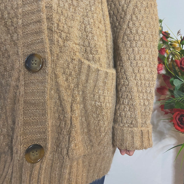 Charlie Chunky Waffle Knit Button Down Cardigan