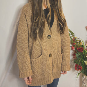 Charlie Chunky Waffle Knit Button Down Cardigan