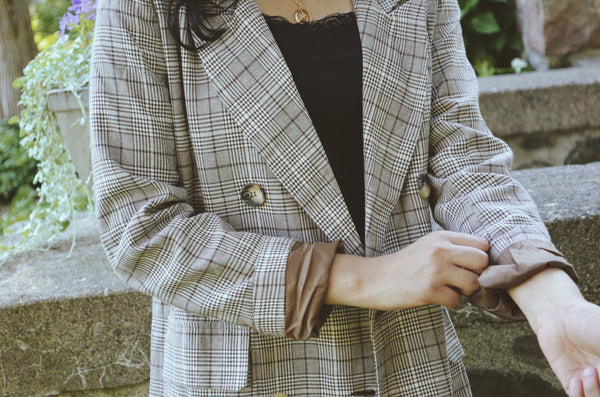 Plaid Double Breasted Oversized Blazer