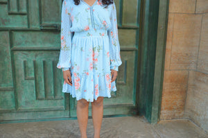 Light Blue Floral Print Dress