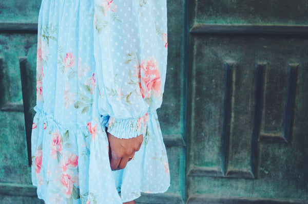 Light Blue Floral Print Dress